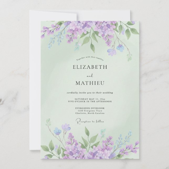 Invitación Espléndida boda de primavera en verde menta (Anverso)