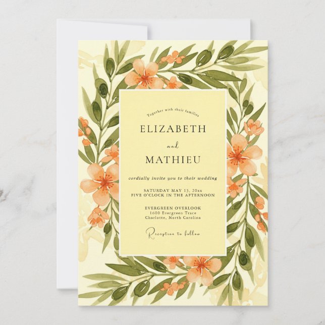 Invitación Espléndida Boda Toscana Amarilla (Anverso)
