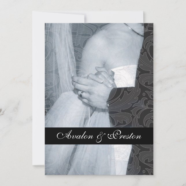 Invitación espléndida de la cinta del damasco de (Anverso)