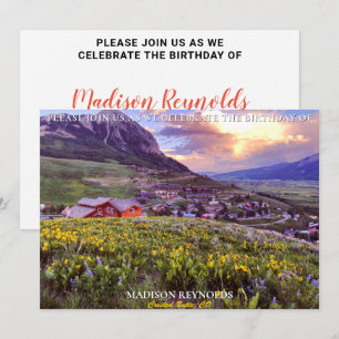 Invitación Espléndida Montaña de Flores Silvestres Cielo Herm