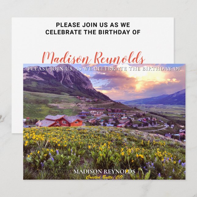 Invitación Espléndida Montaña de Flores Silvestres Cielo Herm (Anverso / Reverso)