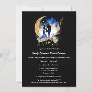 Invitación Esplusa de pareja de novias de noche estrellada az