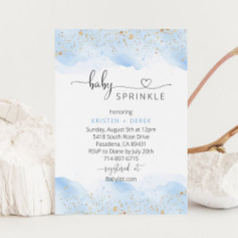 Invitación Espoleta Baby Shower de color dorado y azul