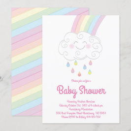 Invitación Espoleta de Baby Shower con lluvia arco iris