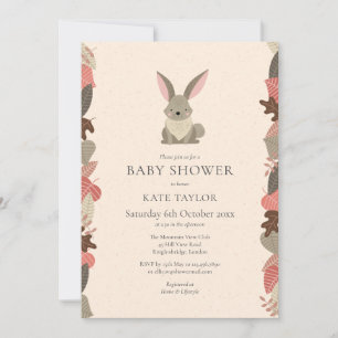 Invitación Espoleta de Baby Shower de conejo de madera