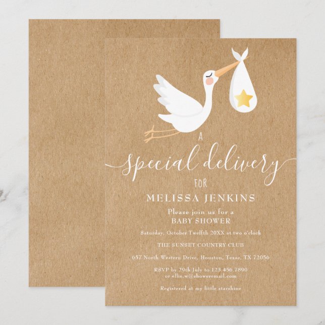 Invitación Espoleta de Baby Shower de la espoleta de entrega  (Anverso / Reverso)