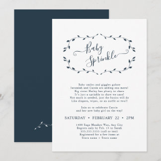 Invitación Espoleta de bebé de la marina botánica simple