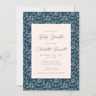 Invitación Espoleta de bebé floral de la espuma de la marina