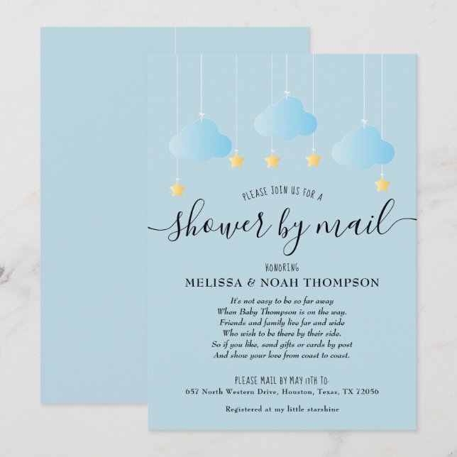 Invitación Espoleta De Larga Distancia De La Ducha Por Correo (Anverso / Reverso)