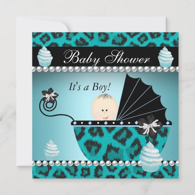 Invitación Espoleta de torta Verde azulada para bebé Baby Sho (Anverso)