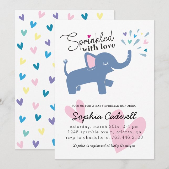 Invitación Espoleta del bebé elefante (Anverso / Reverso)