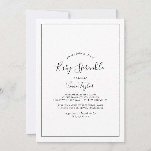 Invitación Espoleta minimalista para el bebé (Anverso)