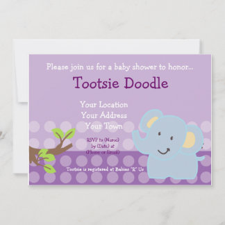 Invitación Espolvorea Baby Shower elefante azul bebé