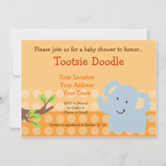 Invitación Espolvorea Baby Shower elefante azul bebé