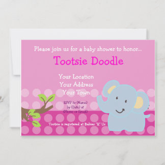 Invitación Espolvorea Baby Shower elefante azul bebé