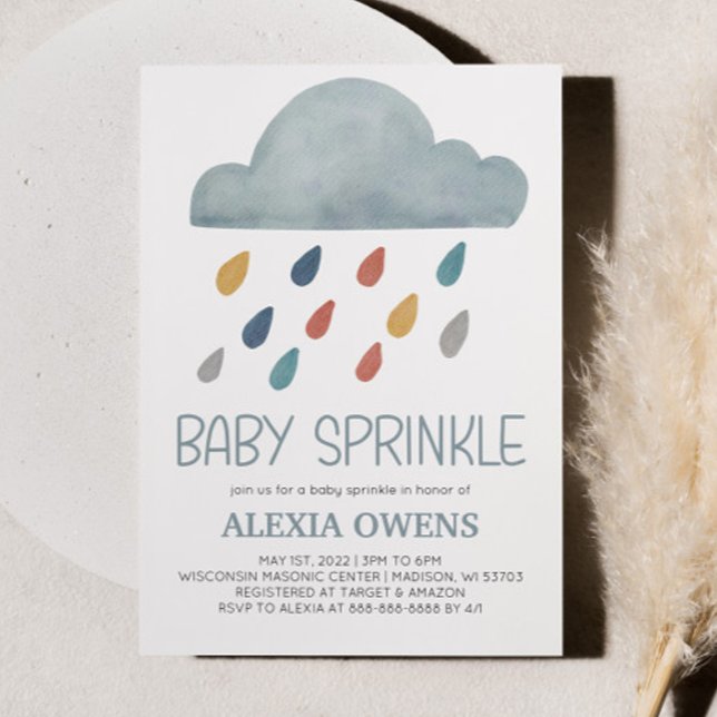 Invitación Espolvorea Baby Shower en lluvia arcoiris boho (Subido por el creador)