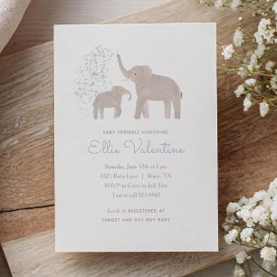Invitación Espolvorea de bebé de Elefante Azul