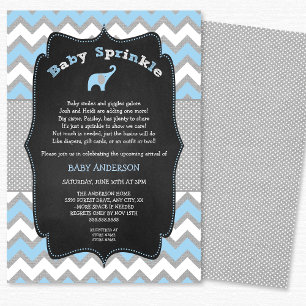 Invitación Espolvorea de bebé de elefante azul, ducha de bebé