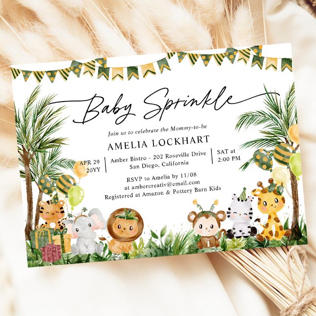 Invitación Espolvorea de bebé de Safari salvaje de la jungla  (Subido por el creador)