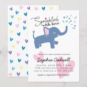 Invitación Espolvorea de bebé elefante
