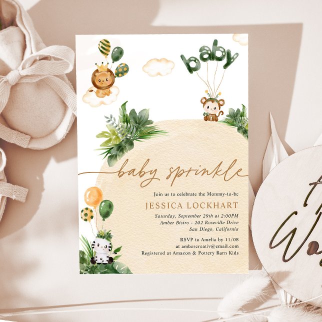 Invitación Espolvorea de bebé neutra en la selva moderna (Subido por el creador)