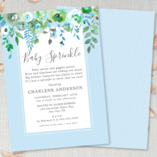 Invitación Espolvorea de niño floral azul