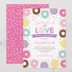 Invitación Espolvoreado con amor   Donut Baby Shower