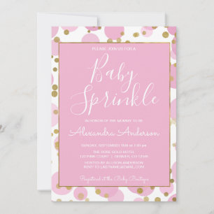 Invitación Espolvorín de bebé Chica de confetti rosa y Reliev