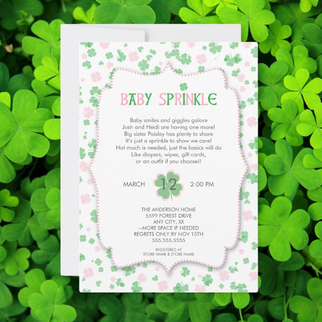 Invitación Espolvorín de bebé CHICA de San Patricio (Subido por el creador)