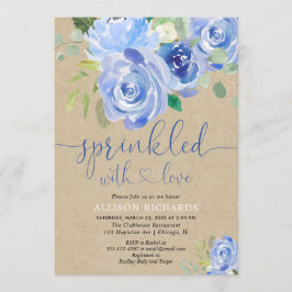 Invitación Espolvorín de bebé floral azul ruidoso
