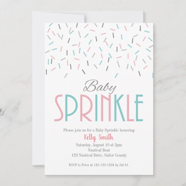 Invitación Espolvorín de bebés, Baby Shower, gemelos, género  (Anverso)