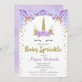Invitación Espolvorín de chica unicornio morado
