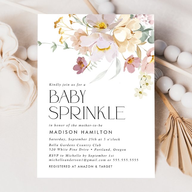 Invitación Espolvorín floral rosa y crema elegante (Subido por el creador)