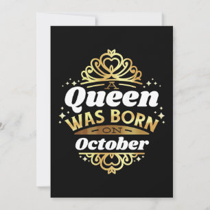 Invitación Esposa Arte Una Reina Nació En Octubre