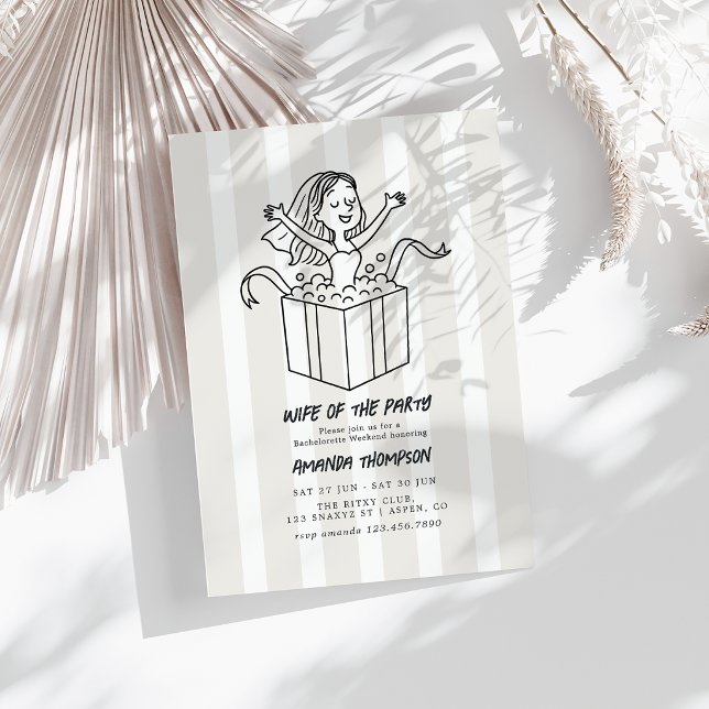 Invitación Esposa de la Fiesta Fin de semana de Despedida de  (Chic Doodle Wife of the Party Bachelorette Weekend Invitation)