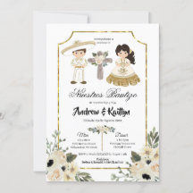 Esposa floral dorada y blanca Chica Bautizo