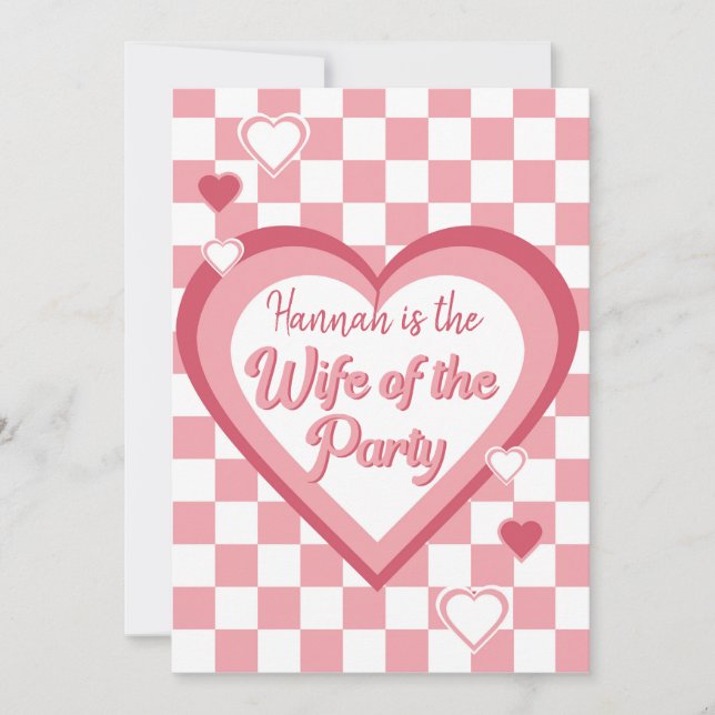 Invitación Esposa retro del fiesta Heart Disco Ducha Nupcial (Anverso)
