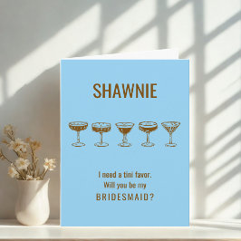 Invitación Espresso Azul Martini ¿Serás Mi Novia?