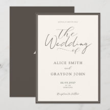 Espresso beige escritura clásica minimalista boda