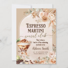 Invitación Espresso bohemio Martini Bachelorette Itinerario