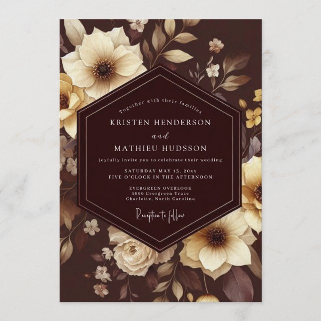 Invitación Espresso Ivory Baroque Wedding (Anverso)