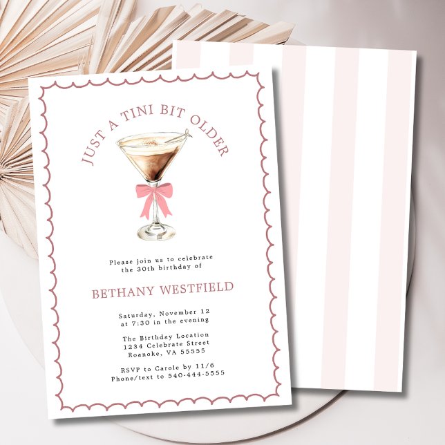 Invitación Espresso Martini 30 cumpleaños un poco más viejo d (A Tini Bit Older Espresso Martini 30th Birthday Party Invitation)