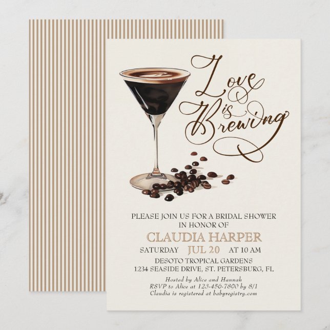 Invitación Espresso Martini Bridal Shower (Anverso / Reverso)