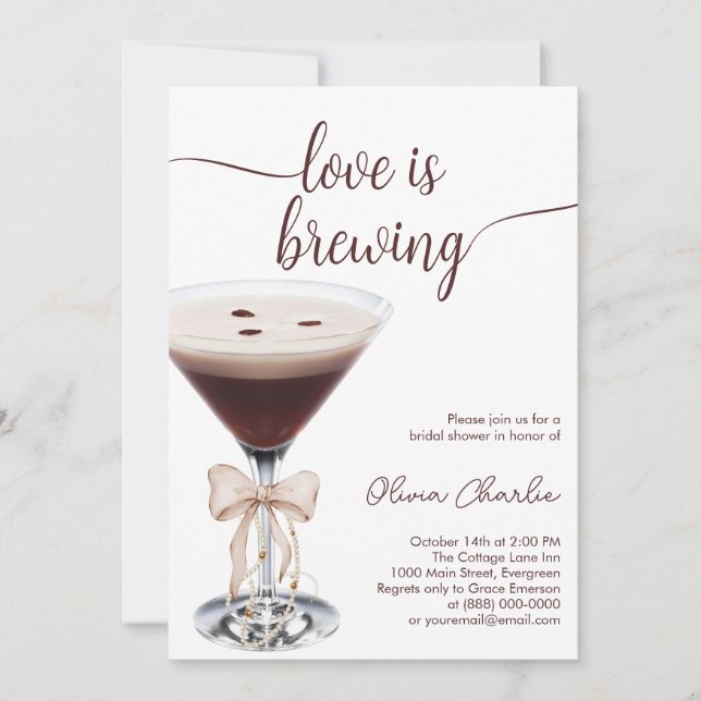 Invitación Espresso Martini Bridal Shower (Anverso)