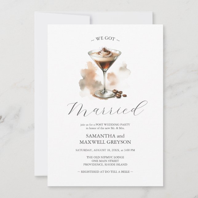 Invitación Espresso Martini Cocktail Post Wedding Party (Anverso)