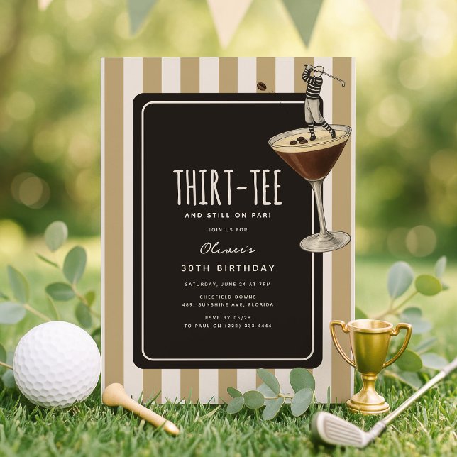 Invitación Espresso Martini Cumpleaños Temático de Golf 30 (Subido por el creador)