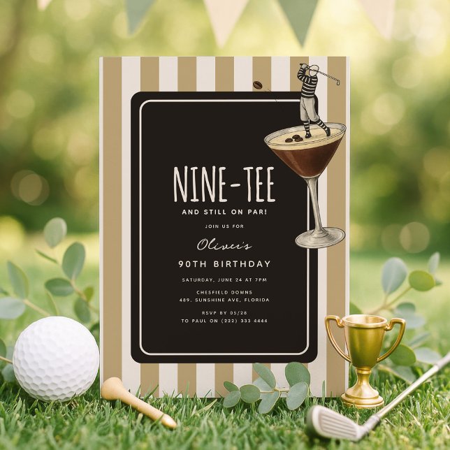 Invitación Espresso Martini Cumpleaños Temático de Golf 90 (Subido por el creador)