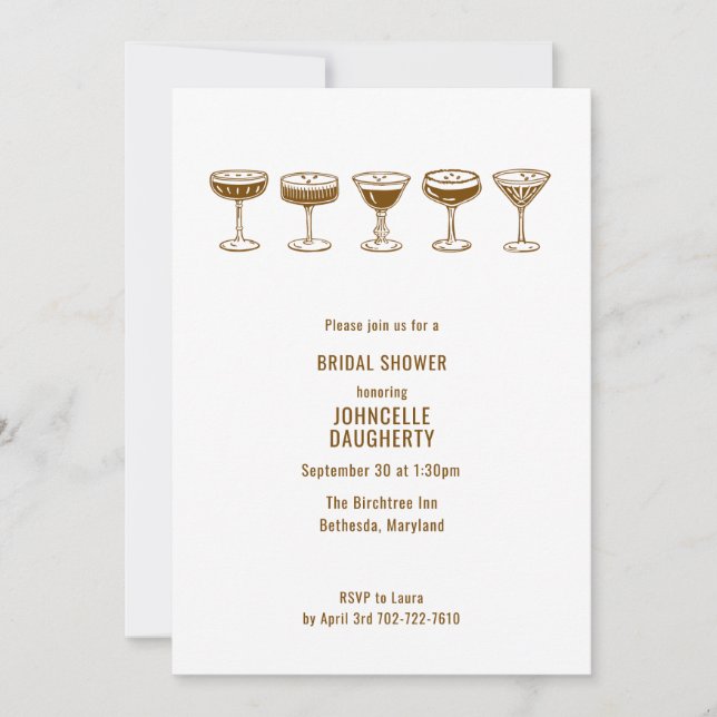Invitación Espresso Martini Despedida de Soltera con Código Q (Anverso)