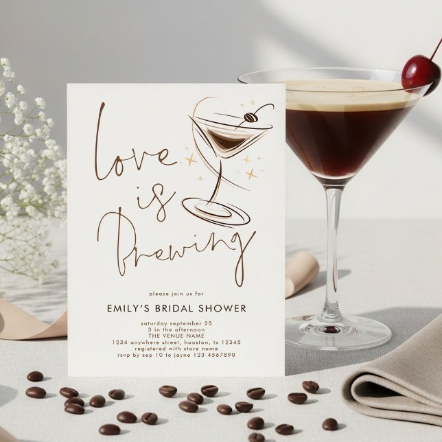 Invitación Espresso Martini Love is Brewing Bridal Shower (Subido por el creador)