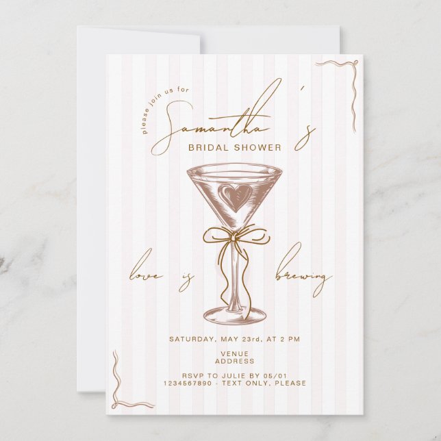 Invitación Espresso Martini Mocha Mousse Bridal Shower (Anverso)
